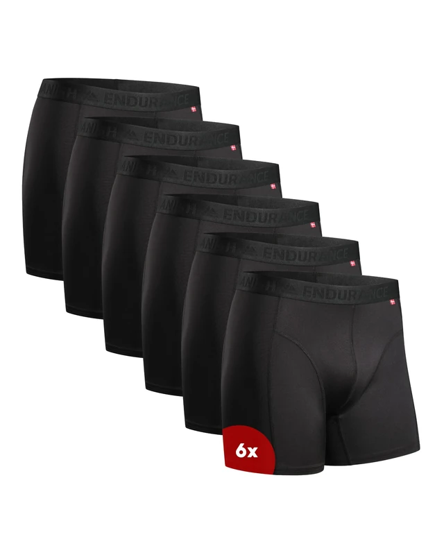 DANISH ENDURANCE Mens Boxers, Anti Chafing, Long Leg or Regular, Sports Underwear Men, Running Boxers, 6 Pack, Black, XX-Large