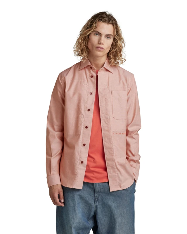 G-Star Men's Secret Utility Reg Shirt, Multicolour (burned orange/white oxford D21085-7665-D140), L - Image 1