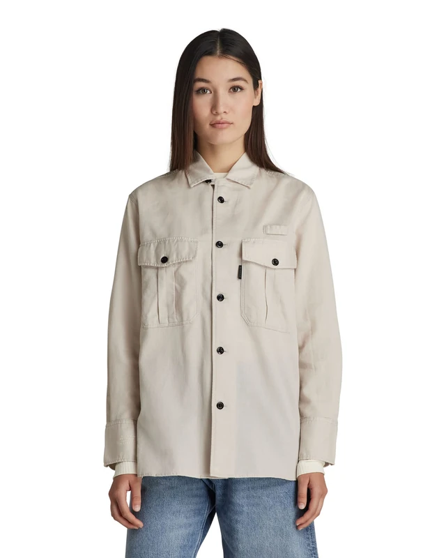 G-Star Women's Officer Boyfriend Shirt, Beige (whitebait D21887-D125-1603), XL