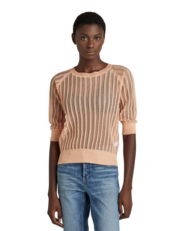 G-Star Women's Pointelle Knitted Top, Pink (peach nougat D21656-D140-C962), XS