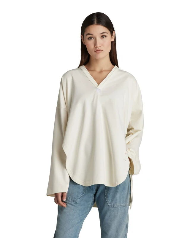 G-Star Women's Flower Photo Graphic Loose Sweater, White (papyrus D21651-D136-D113), M