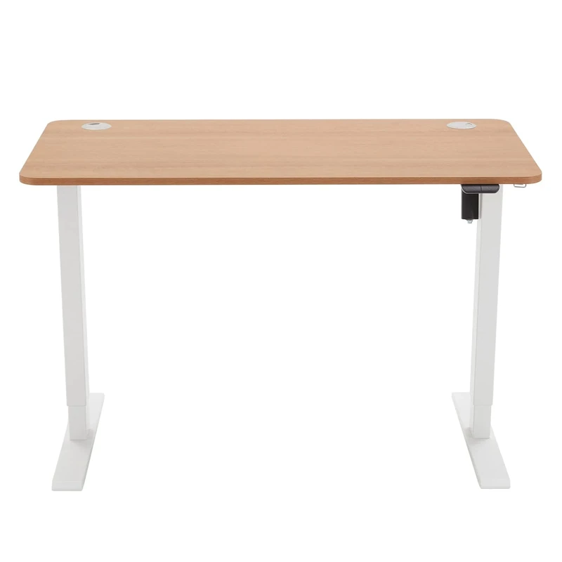 Amazon Brand - Movian Rectangular Electric Height-Adjustable Standing Desk, Beech Top and White Frame, 120 x 60 cm