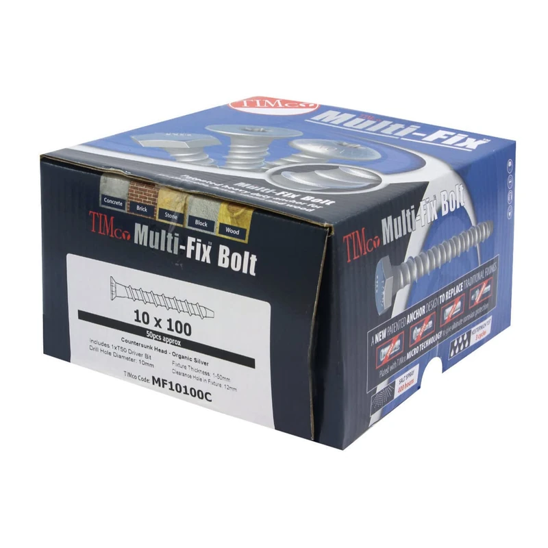 TIMCO Multi-Fix Bolt Countersunk Exterior Silver - 10.0 x 60/M12