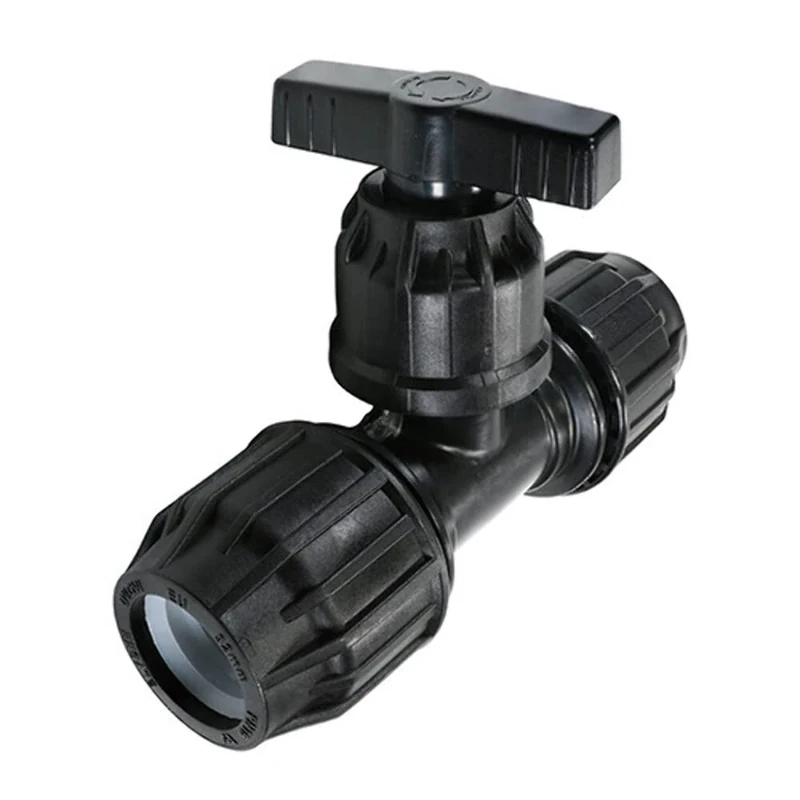 TIMCO MDPE Pipe Stop Tap Black Plastic - 32 x 32mm - Image 1