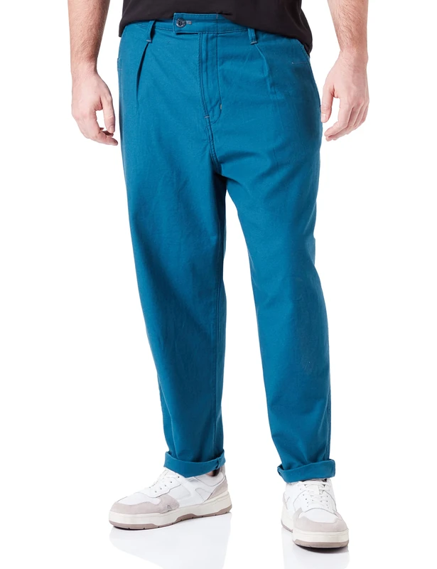G-STAR Men's Unisex Pleated Chino Relaxed Pants, Blue (nitro D20147-C960-1861), 32W / 34L