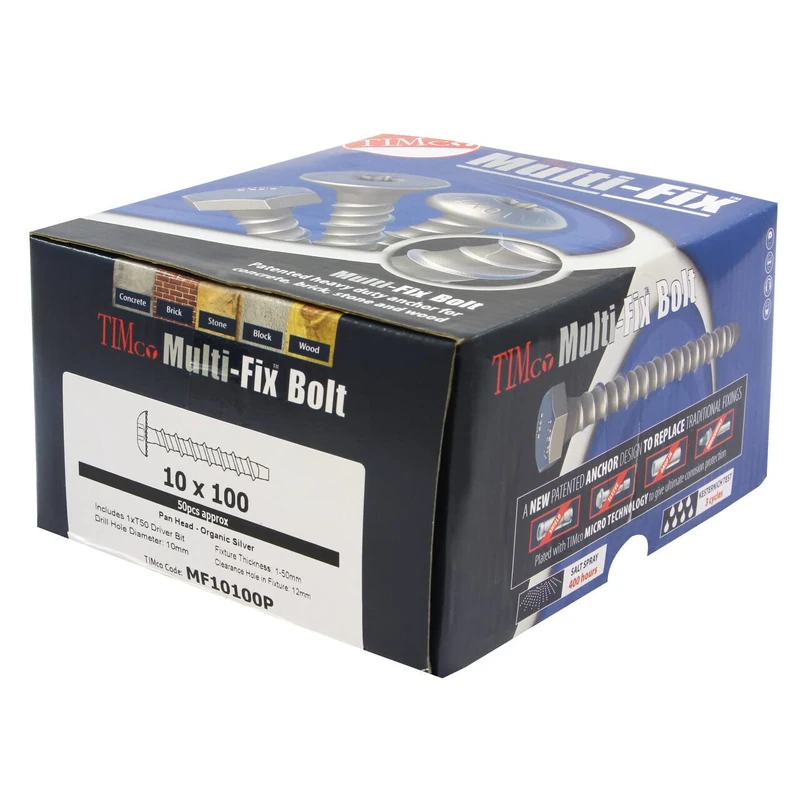 TIMCO Multi-Fix Bolt Pan Head Exterior Silver - 10.0 x 100/M12