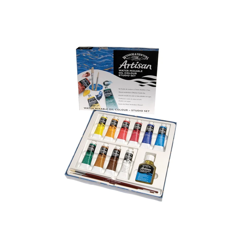 Winsor & Newton Artisan Water Mixable Oil Paint, Studio Set, 10x37ml, 13-piece Set