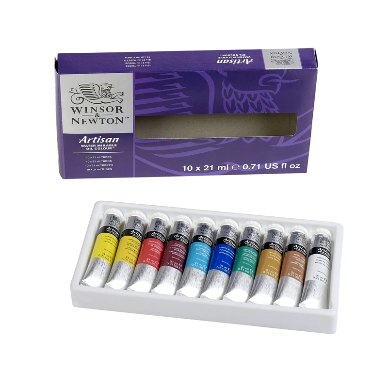 Winsor & Newton Artisan Water Mixable Oil Paint, Set of 10x21ml