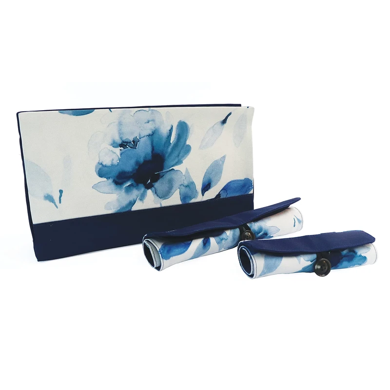 KnitPro Blossom Project Bag roll-on Cases 29x6.5x17cm - 1pc,Blue