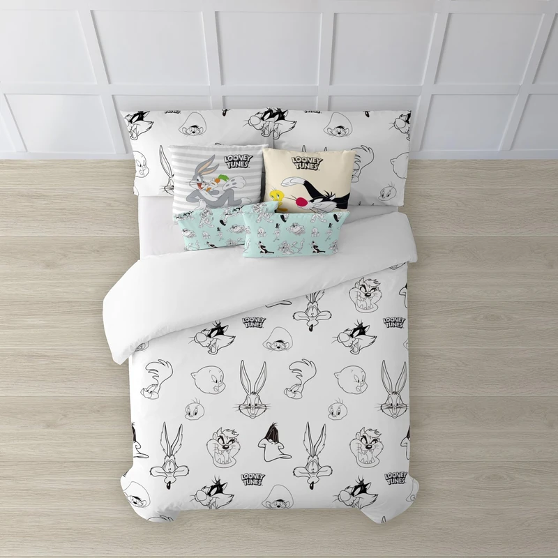 BELUM | Looney Tunes Duvet Cover | Looney B&W Model Duvet Cover | Duvet Cover with Buttons | 100% Cotton Duvet Cover | Duvet Cover (150/160 cm Bed (240 x 240 cm)) - Image 1