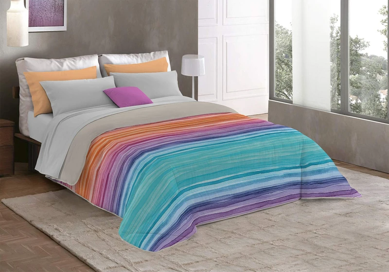 Italian Bed Linen MB Home Italy “Fantasy” Winter Quilt, Rainbow, 220x260 cm