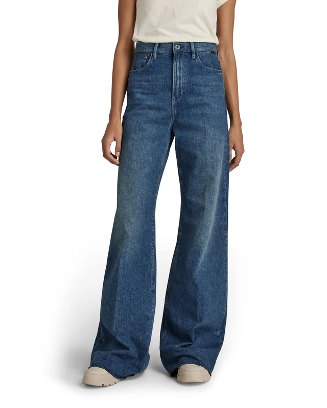 G-STAR RAW Women's Deck Ultra High Wide Leg Pants, Blue (antique cosmic blue D20987-C966-C945), 27W / 34L