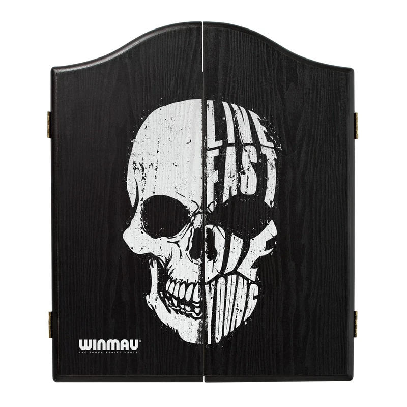 WINMAU Darts Skull Design Deluxe Dartboard Cabinet - Heavy Duty Dart Board Wall Protector with Home and Away Scoreboard