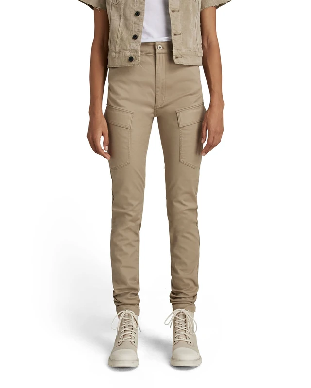 G-Star Women's Kafey Cargo Ultra High Skinny Pants, Beige (tree house D21099-C105-C941), 28W / 30L