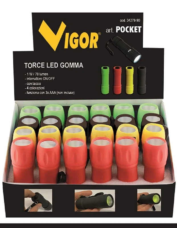 Display stand with 24 led torches assorted colors - Image 1