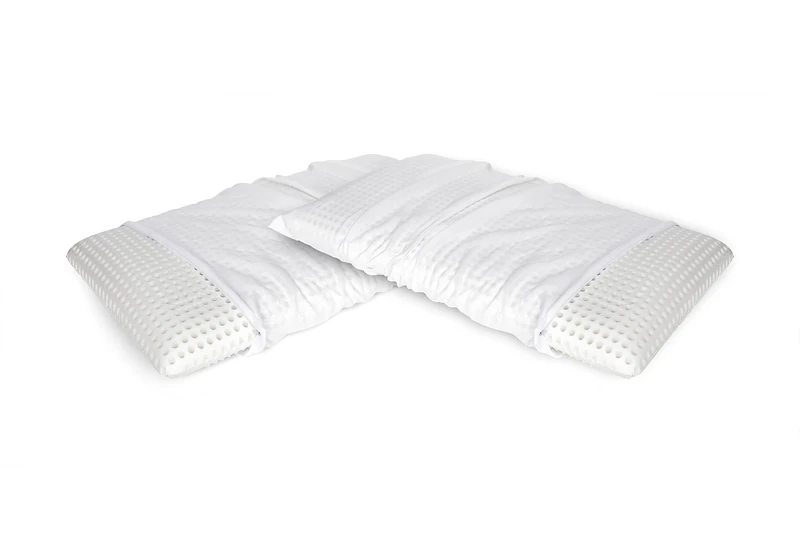 Talamo Italia - Talamo Italia Pair of 2 bed cushions, memory foam pillow, Made in Italy, Hypoallergenic, Ergonomic, Pillowcase with removable cover, 1000 holes, Breathable, 70x39xh10cm
