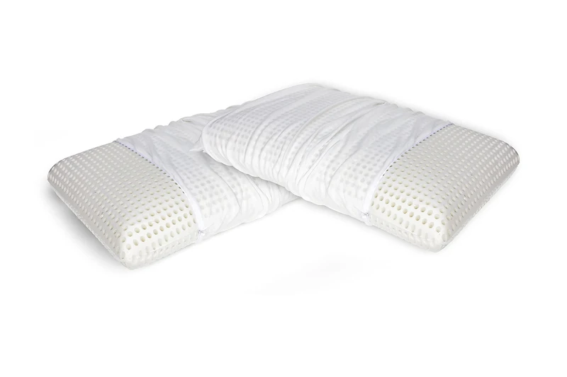 Talamo Italia - Talamo Italia Pair of 2 bed cushions, memory foam pillow, Made in Italy, Hypoallergenic, Ergonomic, Pillowcase with removable cover, 1000 holes, Breathable, 70x40xh16cm