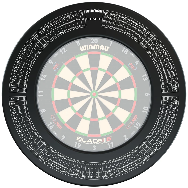 WINMAU Outshot Design Dart Board Surround Ring - Black - Durable Backboard Wall Protector for Dartboards - Professional Darts Accessories