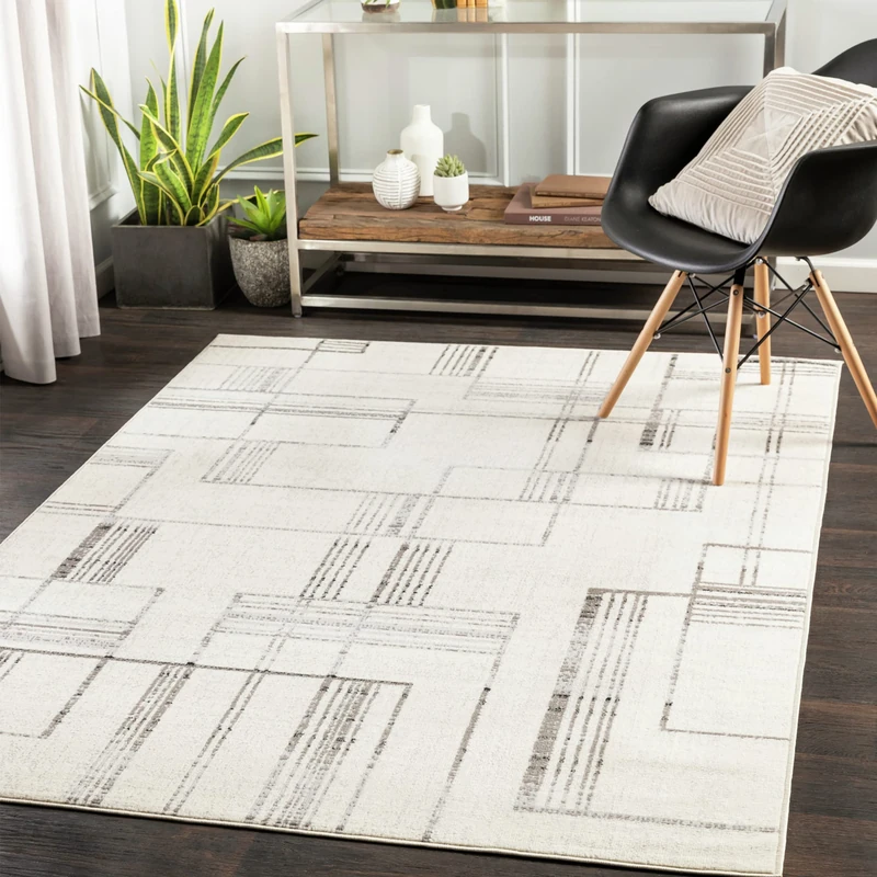 Livabliss Lubbock Abstract Rug - Area Rugs Living Room 150x213 cm, Dining Room, Lounge, Kitchen, Bedroom - Modern Marble Large Rug, Soft Luxurious Easy Care Medium Pile, Ivory, Grey and Charcoal
