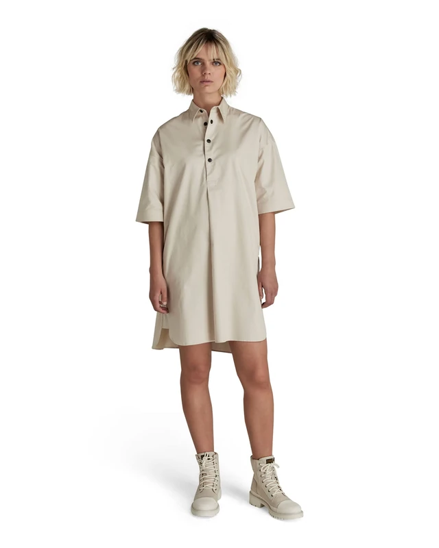 G-Star Women's Shirt Dress Short Sleeve, Beige (whitebait D21884-A504-1603), M