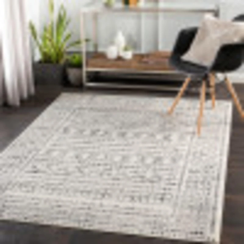 Livabliss Tokyo Geometric Rug - Scandi Area Rugs Living Room 240x305 cm, Dining, Kitchen - Neutral, Abstract Patterned Rugs, Boho Style, Easy Care Pile - Large Rug,Ivory, Grey and Black