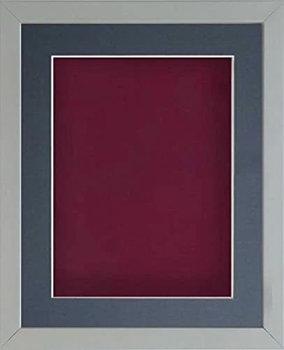 Frame Company Radcliffe Grey 24x18 with Plum BB and Dark Blue Mount for 18x12