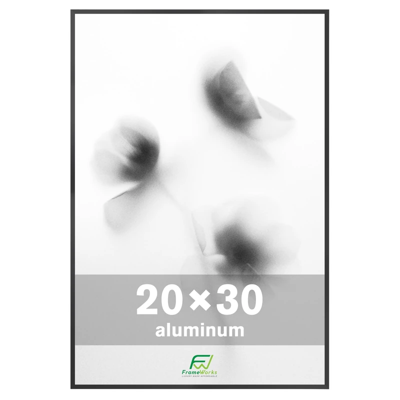 FrameWorks 20” x 30” Black Brushed Aluminum Poster Picture Frame with Plexiglass 1-Pack
