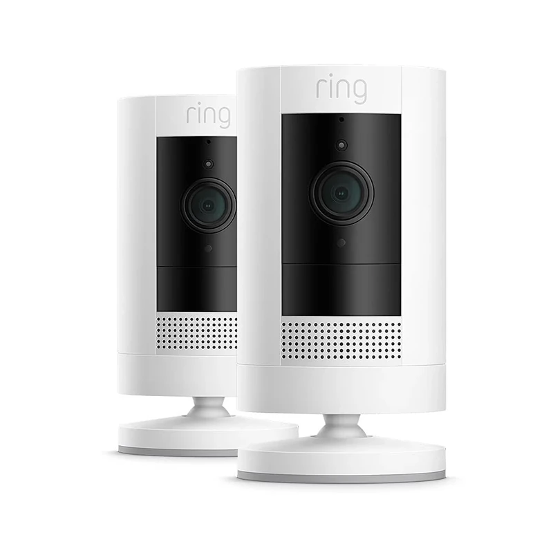 Ring Outdoor Camera Battery (Ring Stick Up Cam Battery) | HD wireless outdoor Security Camera with Two-Way Talk system and Wifi, Works with Alexa | Alternative to CCTV | White | 2 Cameras