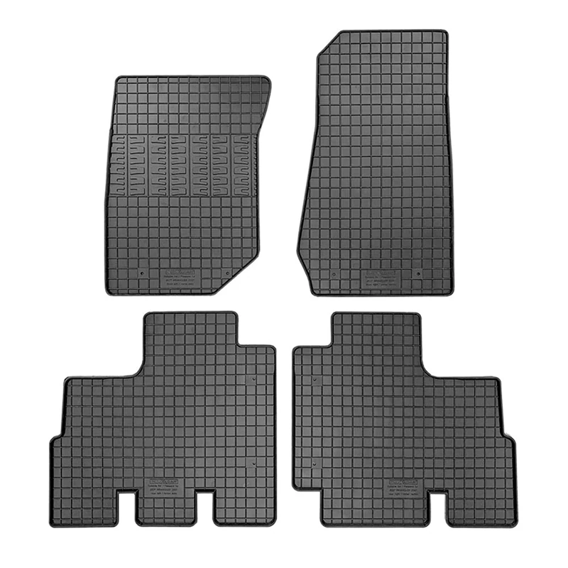 CIKCar Rubber car mats set compatible with Jeep Wrangler III (JK) 2007-2018 (4-pieces) - Image 1