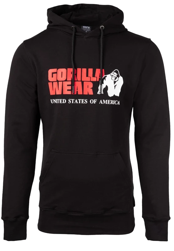 Gorilla Wear Men's Classic Hoodie Hooded Sweatshirt, Schwarz, S