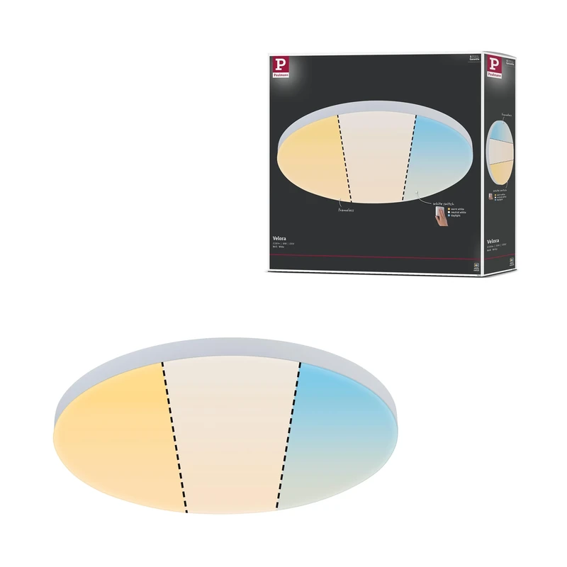 Paulmann 79893 LED panel Velora round 400mm 2130lm White Switch White round ceiling luminaire Metal 3000K