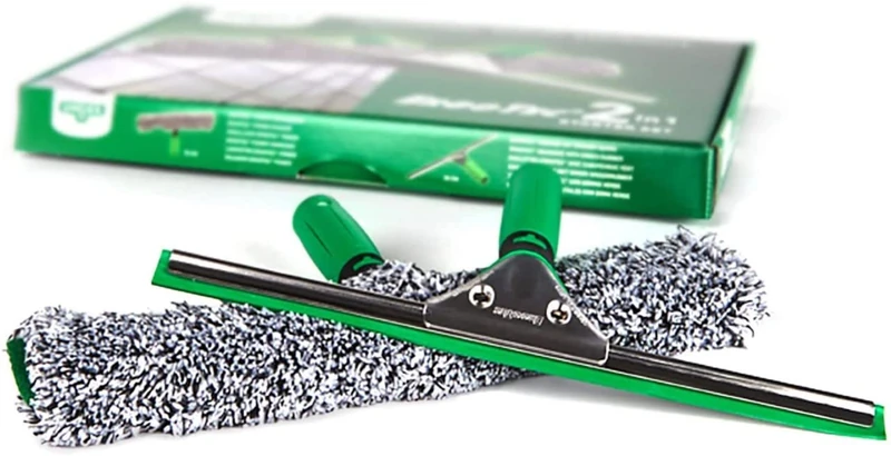 Unger AK011AUNGER ErgoTec 2-in1 Window Cleaner Starter Kit - Squeegee & Microfibre Power Washer Sleeve,Green,35cm