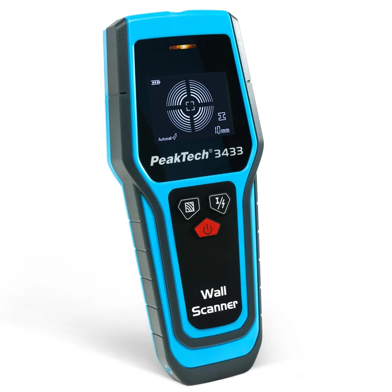 PeakTech 3433 - Digital wall scanner, digital locator, stud finder, detection depth 20-120 mm, line finder, detection of metals, autom. shutdown device