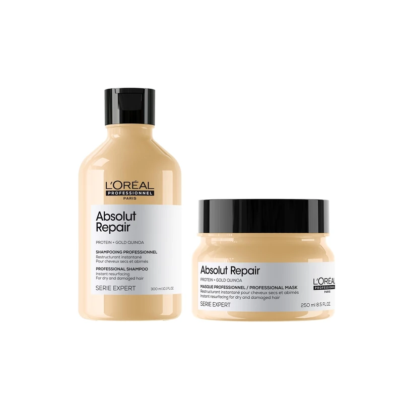L'Oréal Professionnel Serie Expert Absolut Repair Shampoo and Hair Mask Set, Repairs and Hydrates Dry and Damaged Hair, 300 ml and 250 ml