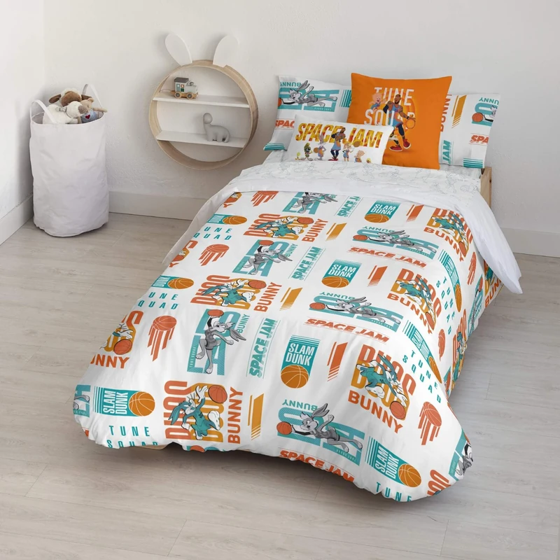 BELUM | Space Jam Duvet Cover | Space Jam Model Duvet Cover | Duvet Cover with Buttons | 100% Cotton | Duvet Cover (120 cm Bed (200 x 200 cm))