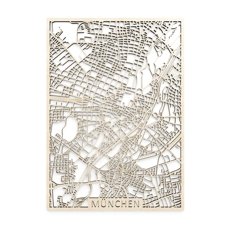 Papurino Munich Wooden City Map - Image 1