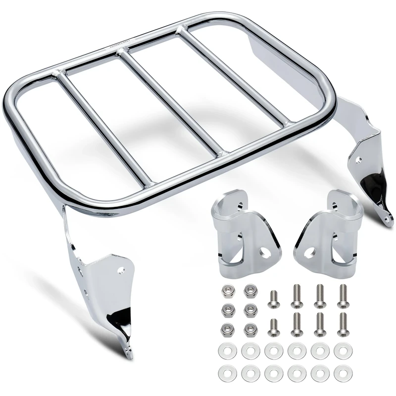 MoKitDora Sport Softail Luggage Rack for Harley Sissy Bar Uprights Compatible with 2018-later Softail Sport Glide Low Rider Fat Bob, Chrome
