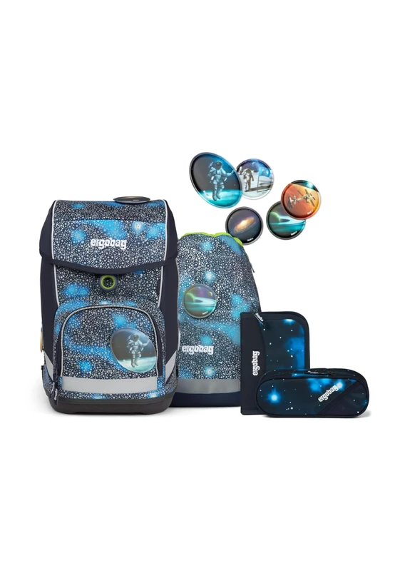 ergobag Cubo Set Ergonomic School Backpack Classic 6-Piece 1st Class Primary School, bear hitchhiker through the galaxy, standard size, School bag set