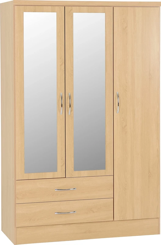 Seconique Nevada 3 Door 2 Drawer Wardrobe in Sonoma Oak Effect