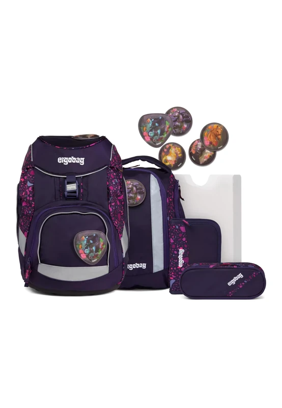 ergobag Unisex Children's Prime School Backpack Set (Pack of 1), Horse Whisper Bear - Dark Blue, standard size, School bag set