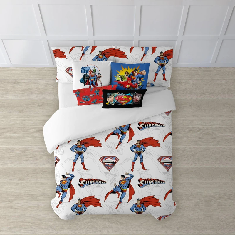 BELUM | Superman Duvet Cover | Man of Steel Model Duvet Cover | Duvet Cover with Buttons | 100% Cotton Duvet Cover | Duvet Cover (150/160 cm Bed (240 x 240 cm)