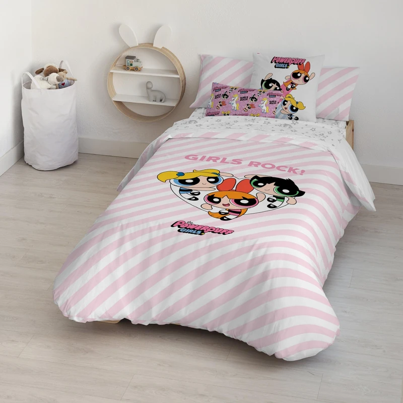BELUM | Powerpuff Girls Duvet Cover | Girls Rock Duvet Cover | Duvet Cover with Buttons | Duvet Cover 100% Cotton | Duvet Cover (Bed of 105 (180 x 240 cm))