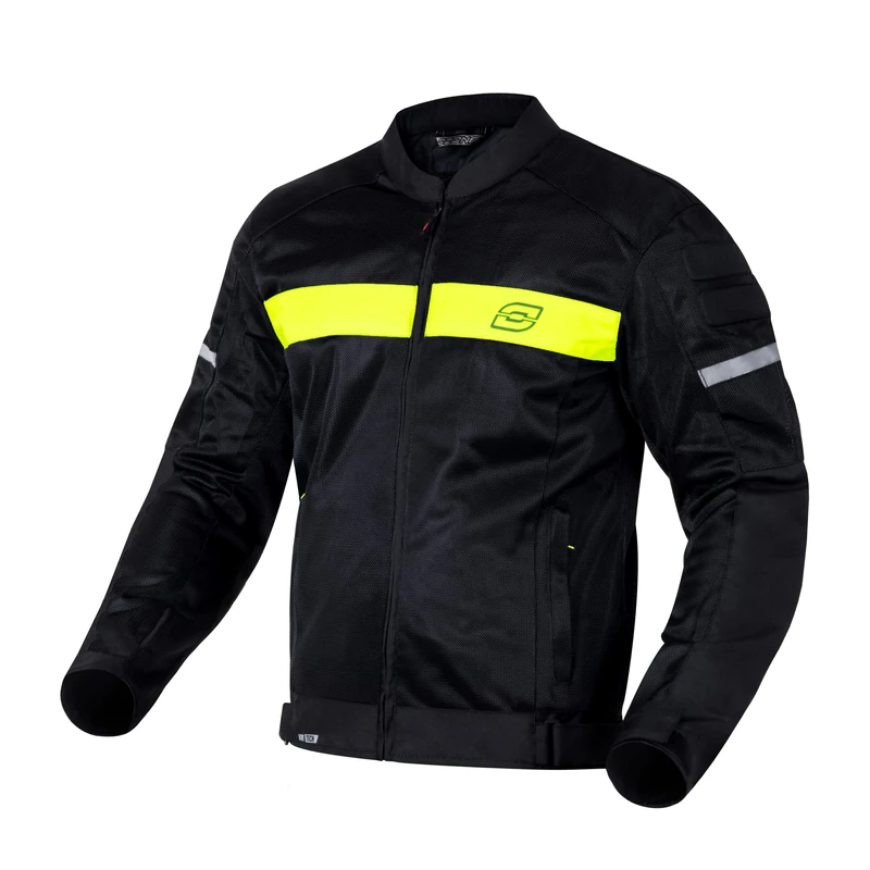 OZONE MOTO Mens Dart Motorcycle Jacket, Black/Fluo Yellow, M EU - Image 1
