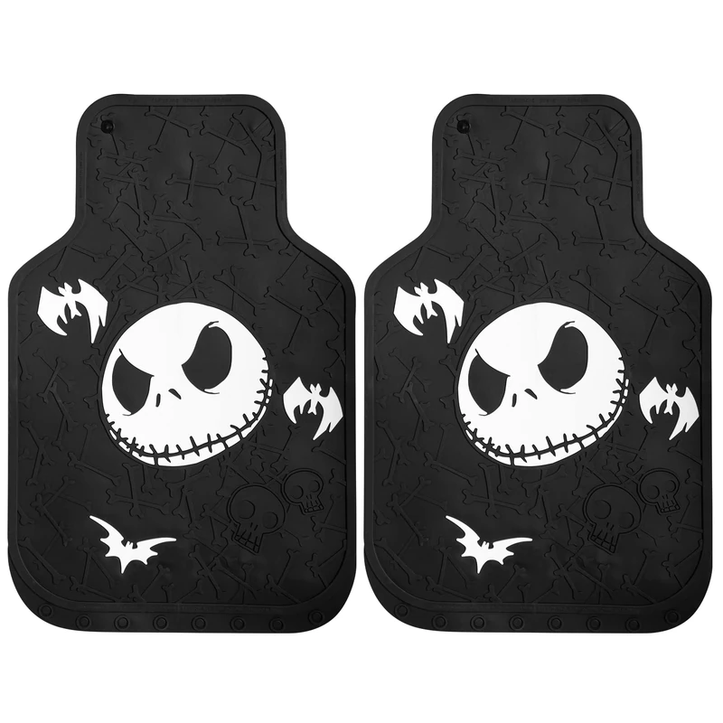 Plasticolor 001520R01 Disney Nightmare Before Christmas Bones Design with White Bats Front Floor Mat for Car Truck SUV - Image 1
