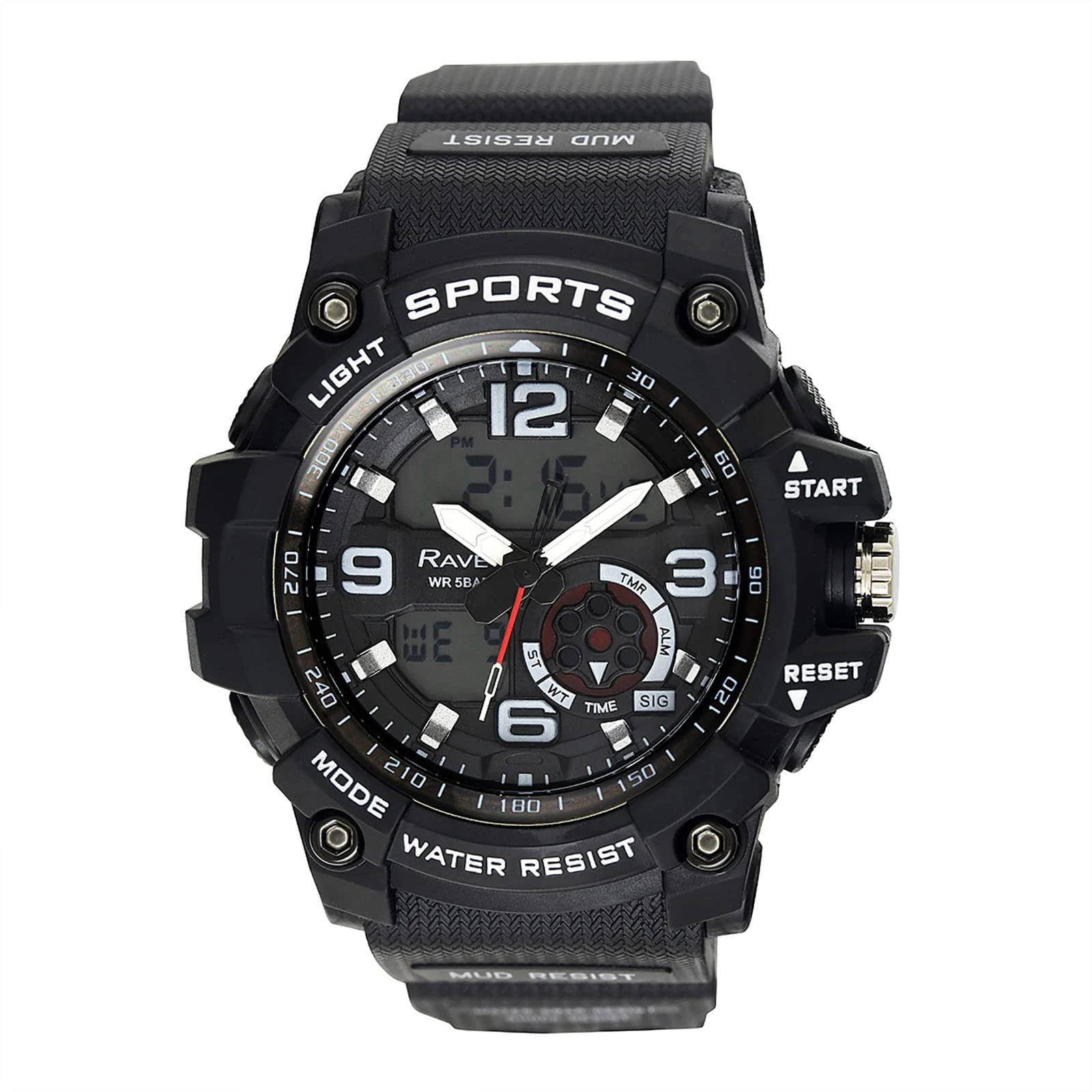 Ravel - Mens 5ATM Ana-Digi Quartz Watch with Light - RDT.2A - Black