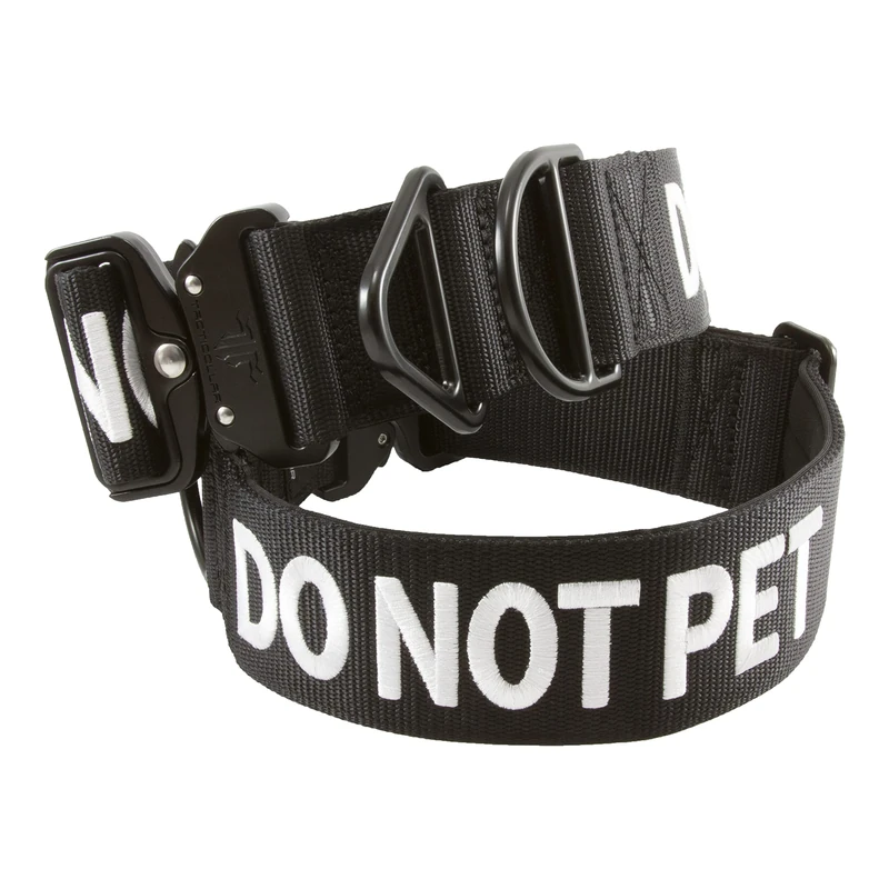 Tacticollar - DO NOT PET, 2 inch Nylon Collar for Medium and Large Dogs, Neoprene Padded Inside, Communicate Your Dogs Needs to Prevent Accidents (Black Medium)