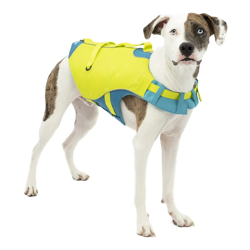 Kurgo Surf n' Turf Dog Life Jacket - Life Vest for Swimming, Floatation Vest with Reflective, Adjustable Features for Small Medium Large Pets (Yellow/Blue, X-Small)