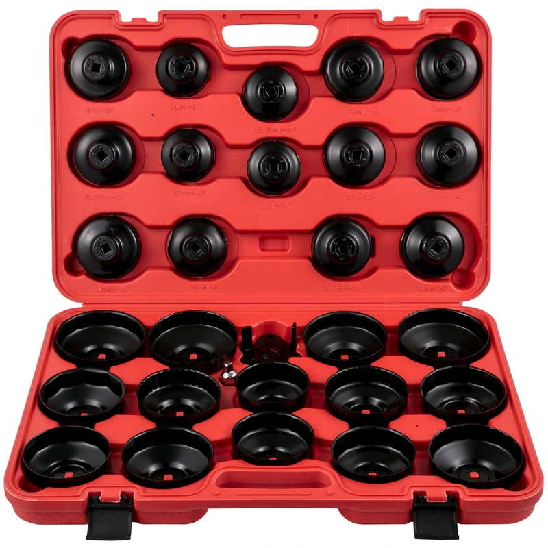 VEVOR Oil Filter Socket Set, 30 Pcs Oil Filter Wrench Set, Sturdy Steel Oil Filter Socket, 3/8" Oil Filter Socket, Low Profile Oil Filter Socket Set for Easy Access, Oil Filter Wrench Cap Set
