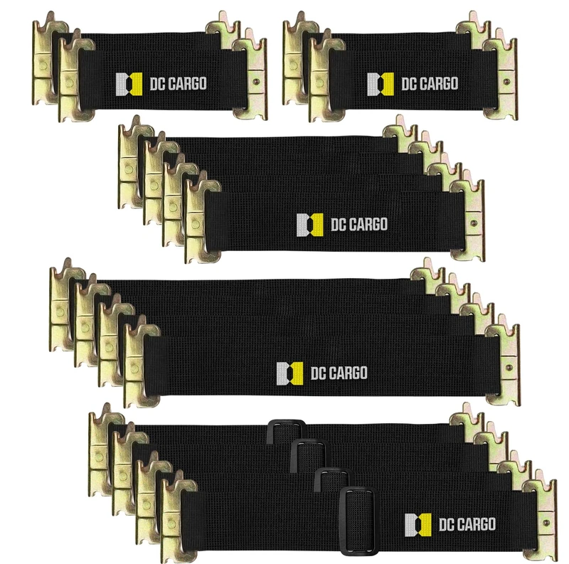 16 Bungee Tie-Down Straps for E-Track - Assorted Lengths - Secure Tools to Enclosed Trailer Walls - E-Track Accessories - Organization and Storage