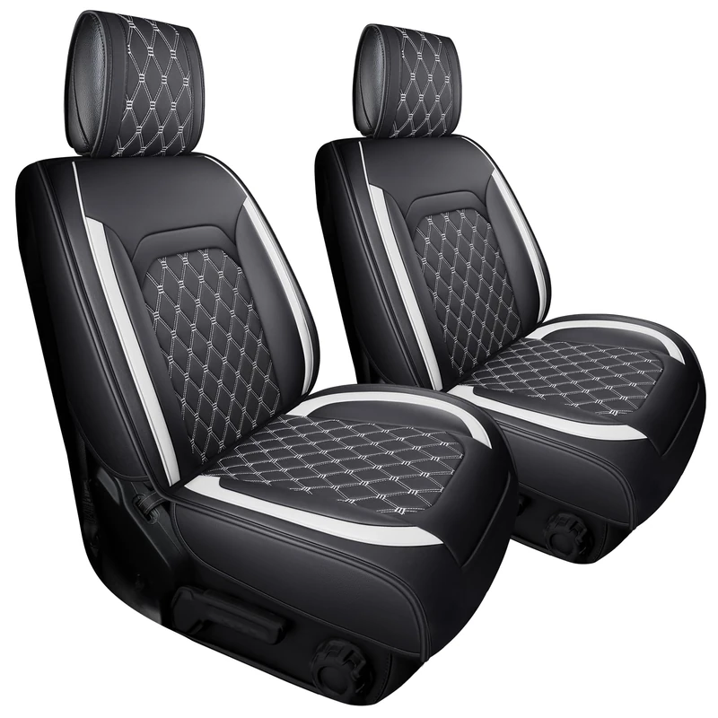 Aierxuan Wrangler JK JL Front Seat Covers Custom Fit 2/4 Door 2007-2023 Unlimited X Rubicon 392 Sahara Willys Sport High Altitude Truck Pickup Waterproof Leather Cushions (2 PCS Front/Black-W)
